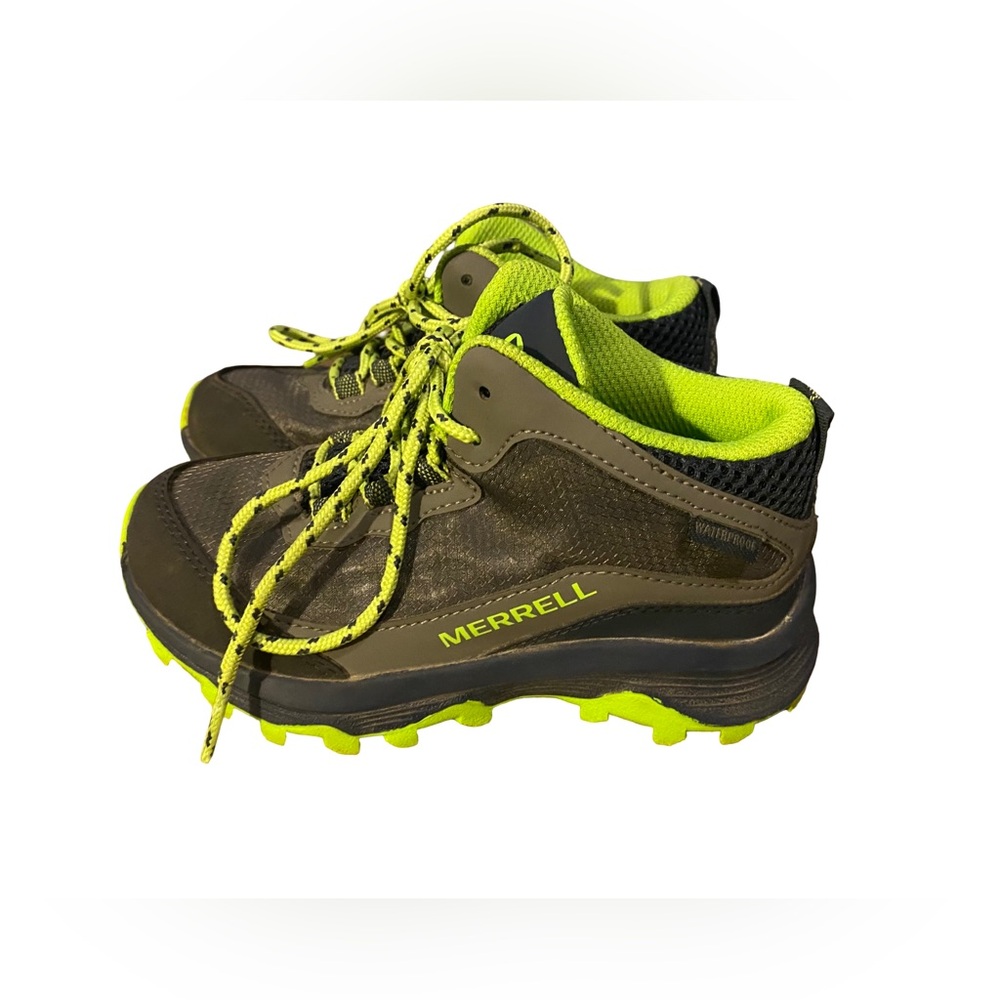 Merrell Moab Speed Shoes Boys 11 W Gray Lime Waterproof Hike Trail MK265212